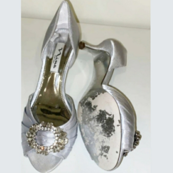 Nina Charisa Silver Satin Shoes - Picture 7 of 7